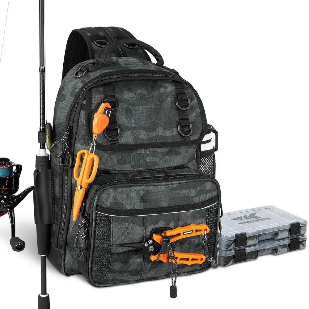 Fishing Sling Backpack with Rod and Drink Holder, KastKing BaitSpace Tackle Bag for Fishing Essentials