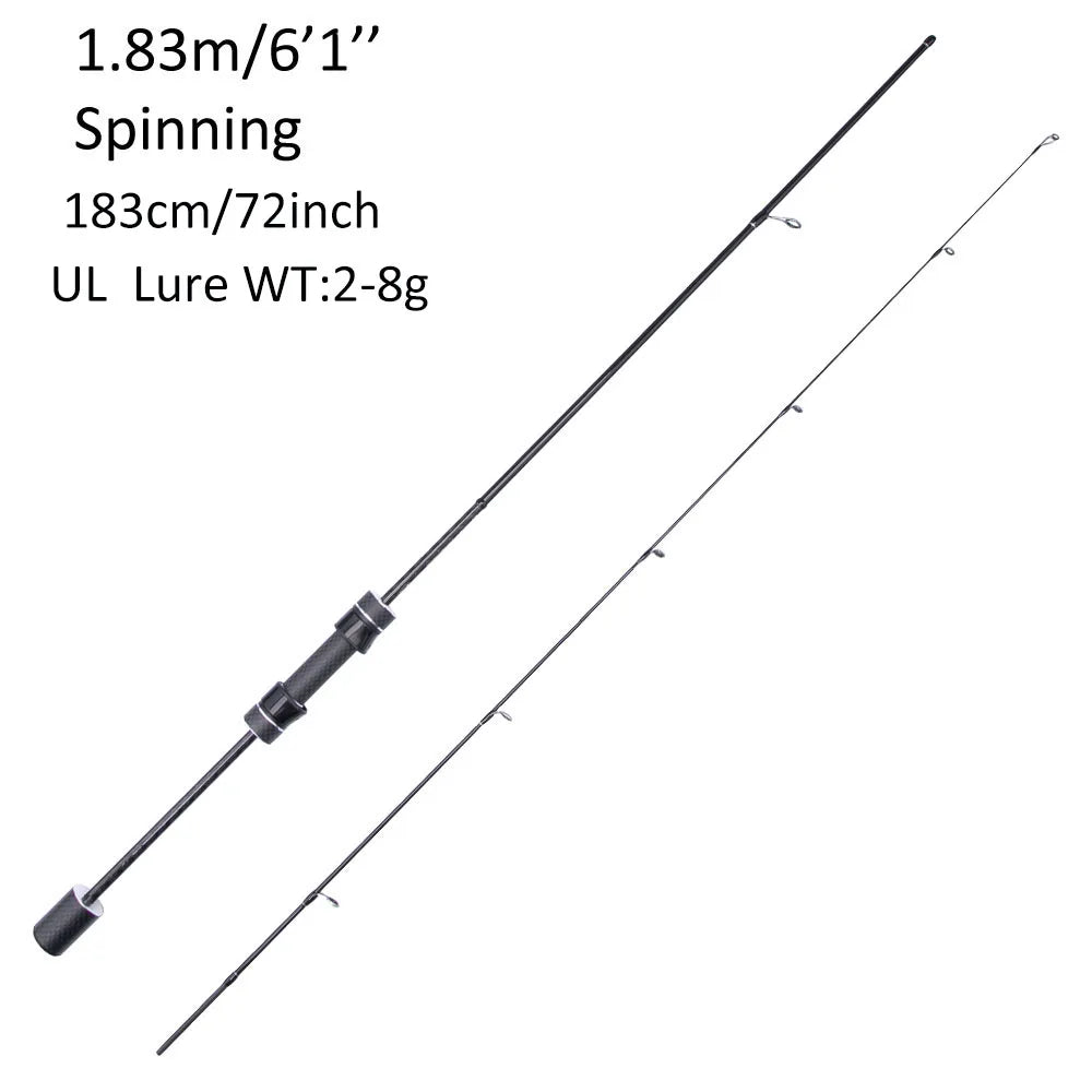 FISHINGFANS CARBON HANDLE UL ML FUJI O GUIDE X CROSS CARBON TAPE ULTRALIGHT MEDIUM LIGHT SPINNING CASTING FISHING ROD