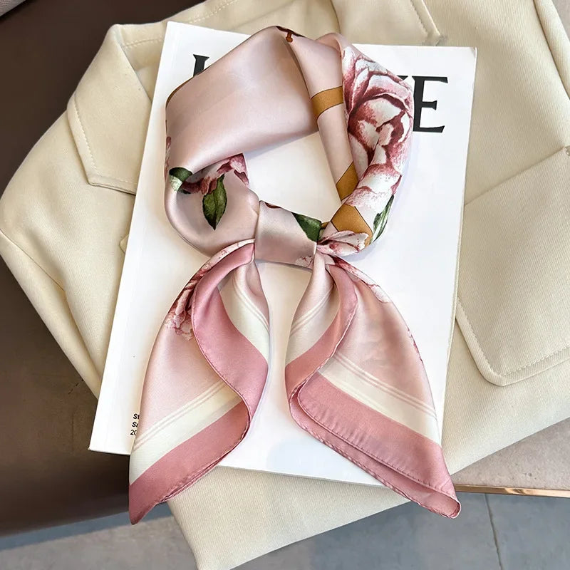 2026 New Fashion 70X70cmPrinted Women's Scarf Pashmina Silk Scarf Square Shawl Decorative Headband Neck Luxury Design Bandana