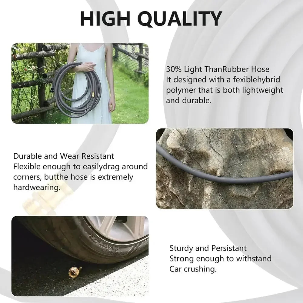 Garden Hose 5/8" x 75ft Brass Rubber Heavy Duty Water Hose 600 PSI Burst Pressure, Durable Flexible Hose for Yard, Car Wash, Pet