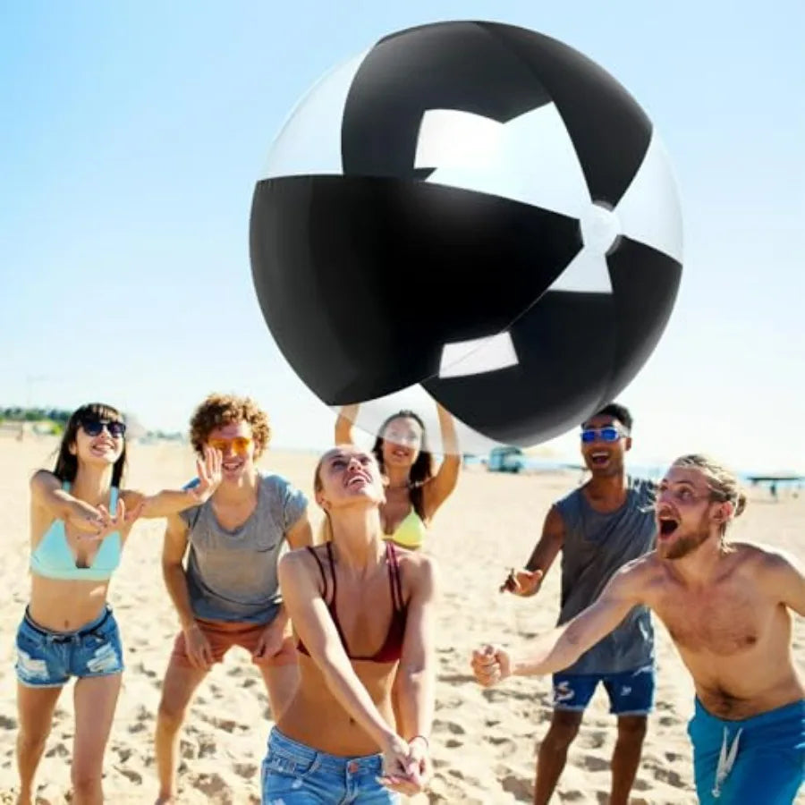 4 Pcs Inflatable 5 Feet Giant Beach Ball Summer Pool Toy for Adult Family Swimming Party PVC Plastic Jumbo Ball in Blue for Bir