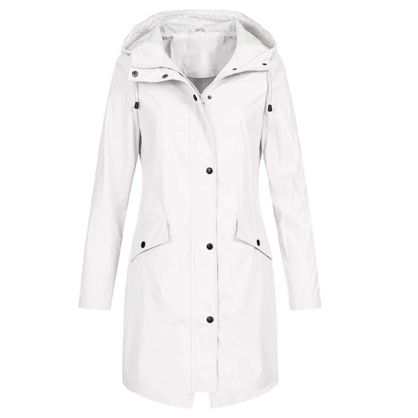 Women Waterproof Zipper Rain Jacket Solid Color Ladies Outdoor Mountaineering Lightweight Raincoats Plus Size XS-3XL