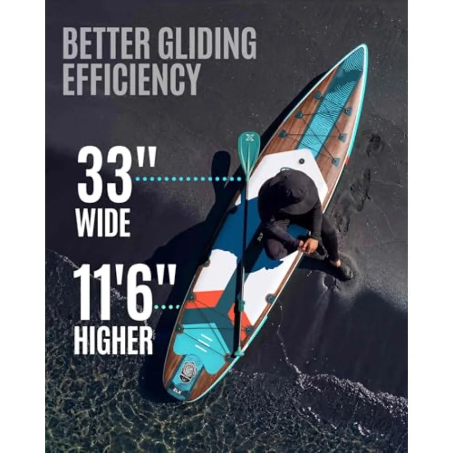 11'6 Extra Wide Inflatable Paddle Board Touring Stand Up Paddleboard Fast-Tracking SUP for Long-Distance Stable Center Fin Port