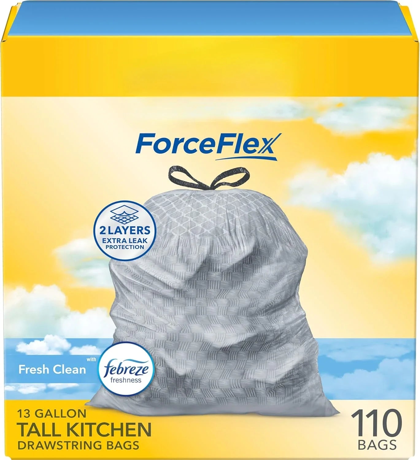 High kitchen drawstring trash bags - Stink Shield 13 gallon white trash bags, 110