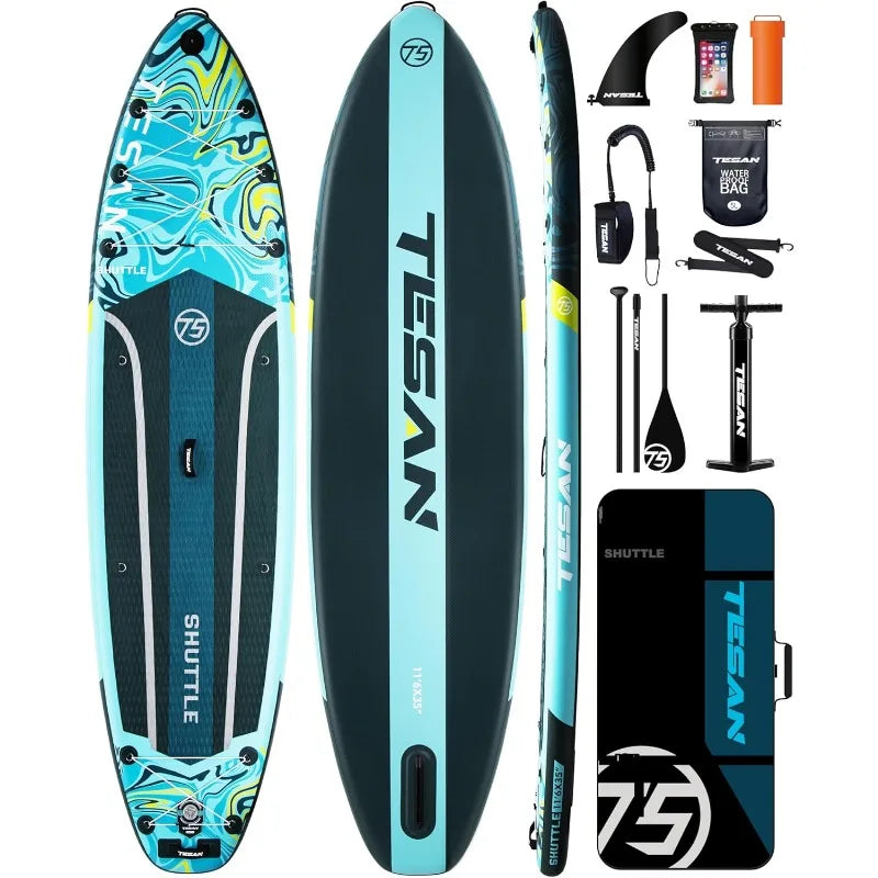 11'6x35'' Extra Wide Inflatable Paddle Board,All-Round Ultra Stable Stand Up Paddleboards with Plus Kits for 450lb/3 People/Fami