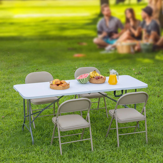JHK Portable Folding Outdoor Indoor Table Heavy Duty Foldable Table with Carrying Handle Safety Lock For Camping Picnic Dining