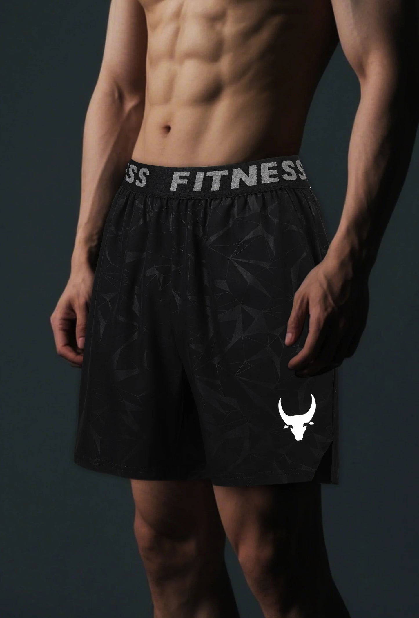Men'S Athletic Quick-Dry Casual Elastic Waistband Shorts Set with Geometric Print Summer Sports Wear