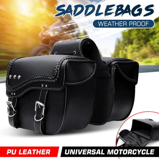 1Pair Motorcycle Saddle Bags PU Leather Side Tool Bag Luggage Storage Pouch Waterproof For Honda/Yamaha/Suzuki