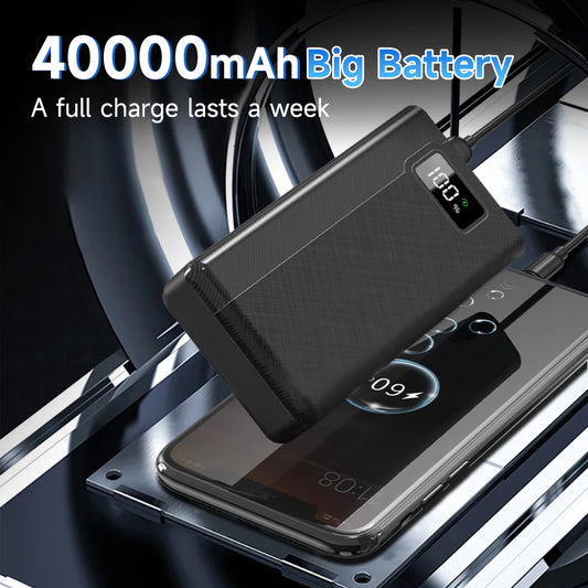 Large-capacity Portable 40000mAh Power Bank With 4 USB Outputs, LED Digital Battery Display, LED Lighting, Fast Charging