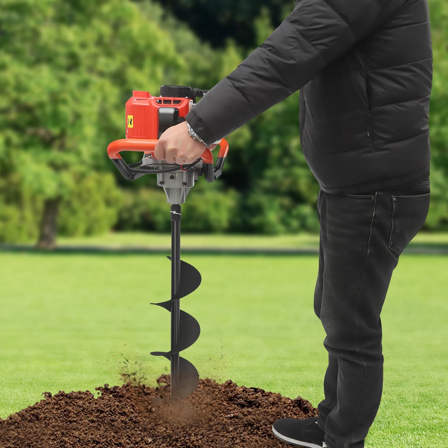 2.3HP Earth Auger Digging Drill Machine Kit Post Hole Digger Hole Digging Machine with 3 Drill Bits for Planting Gardening