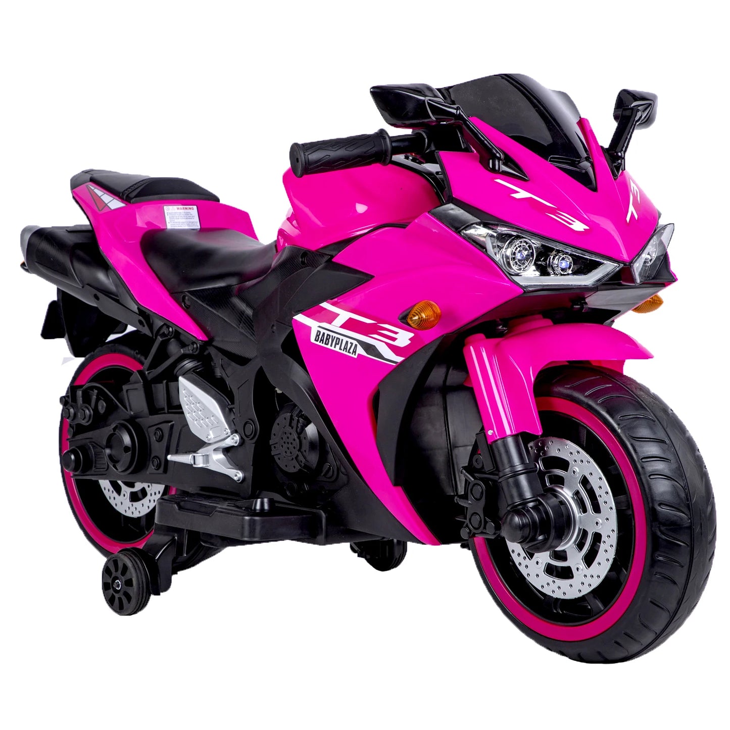 Kids Electric Motorcycle w/ Training Wheels & Manual Throttle for 3-6 Years Boys Girls Light-Up Wheels Ride-On Bike Toy Gift ﻿