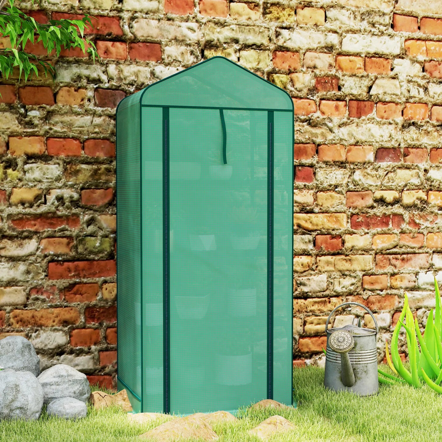 Outsunny 4 Tier Mini Greenhouse with Screen Roof, 27.6" X 19.7" X 62.2", Portable Small Greenhouse with High Strength Pe Cover