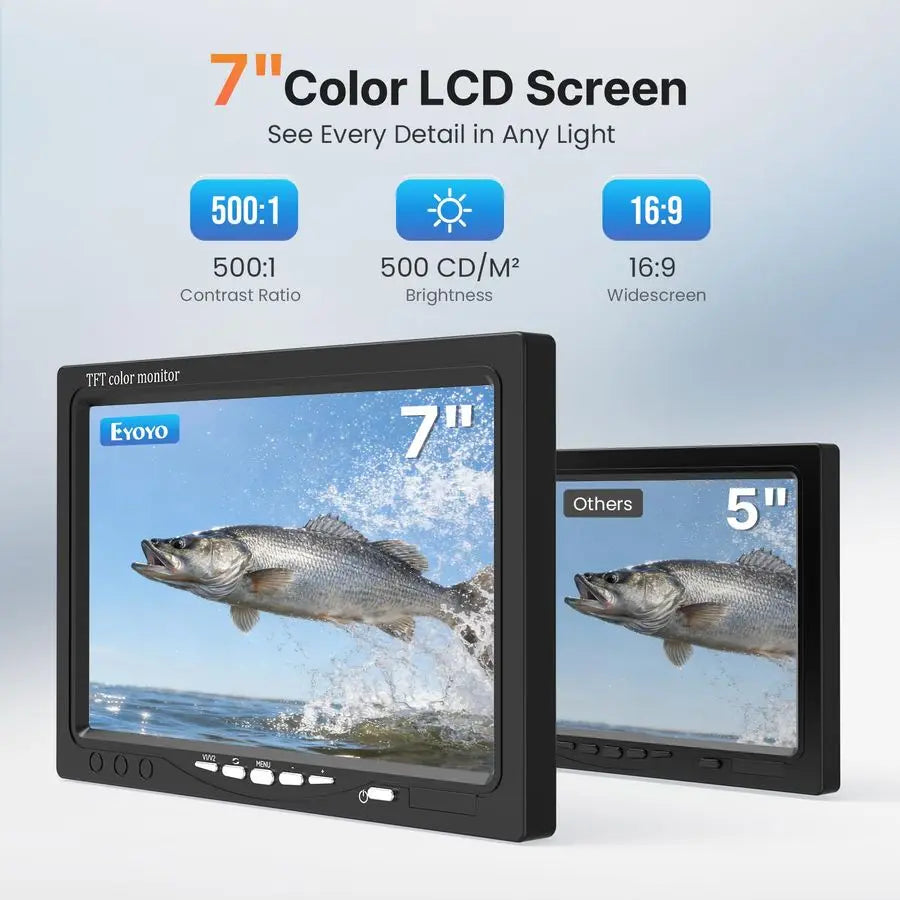 Underwater Fishing Camera 7 Inch Ice Fishing Camera with 2 Batteries, Portable Fish Finder Waterproof 1000TVL Fishing Camera 12p
