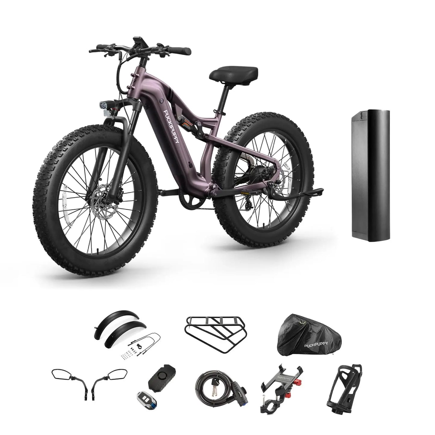 PUCKIPUPPY Labrador-pro Electric Bike 26" Fat Tire Full Suspension Electric Mountain Bike 1350W 48V 20AH Ebike 2-Year Warranty