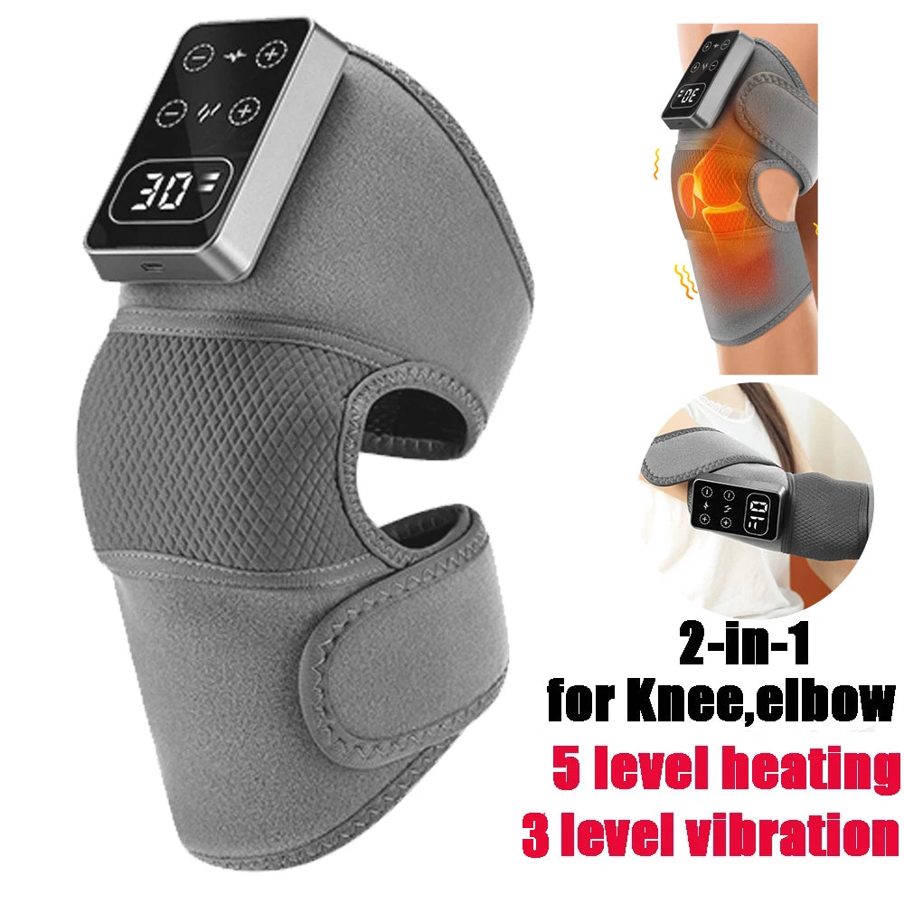 Eletric Heating Knee Massage Instrument Cordless Hot Compress Vibrator Knee Pad Joint for Elbow Leg Brace Care Muscle Relaxation
