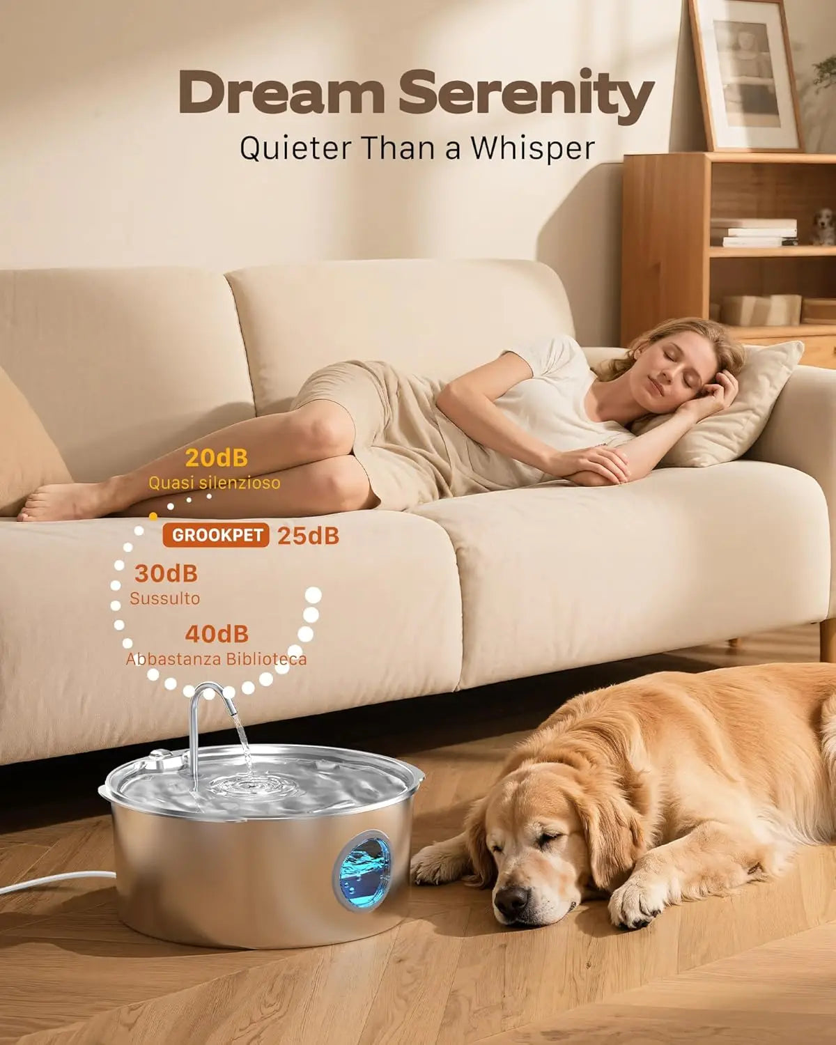 Large Pet Water Fountain: 12L Stainless Steel Bowl with Quiet Pump & Visual Water Level for Dogs Cats