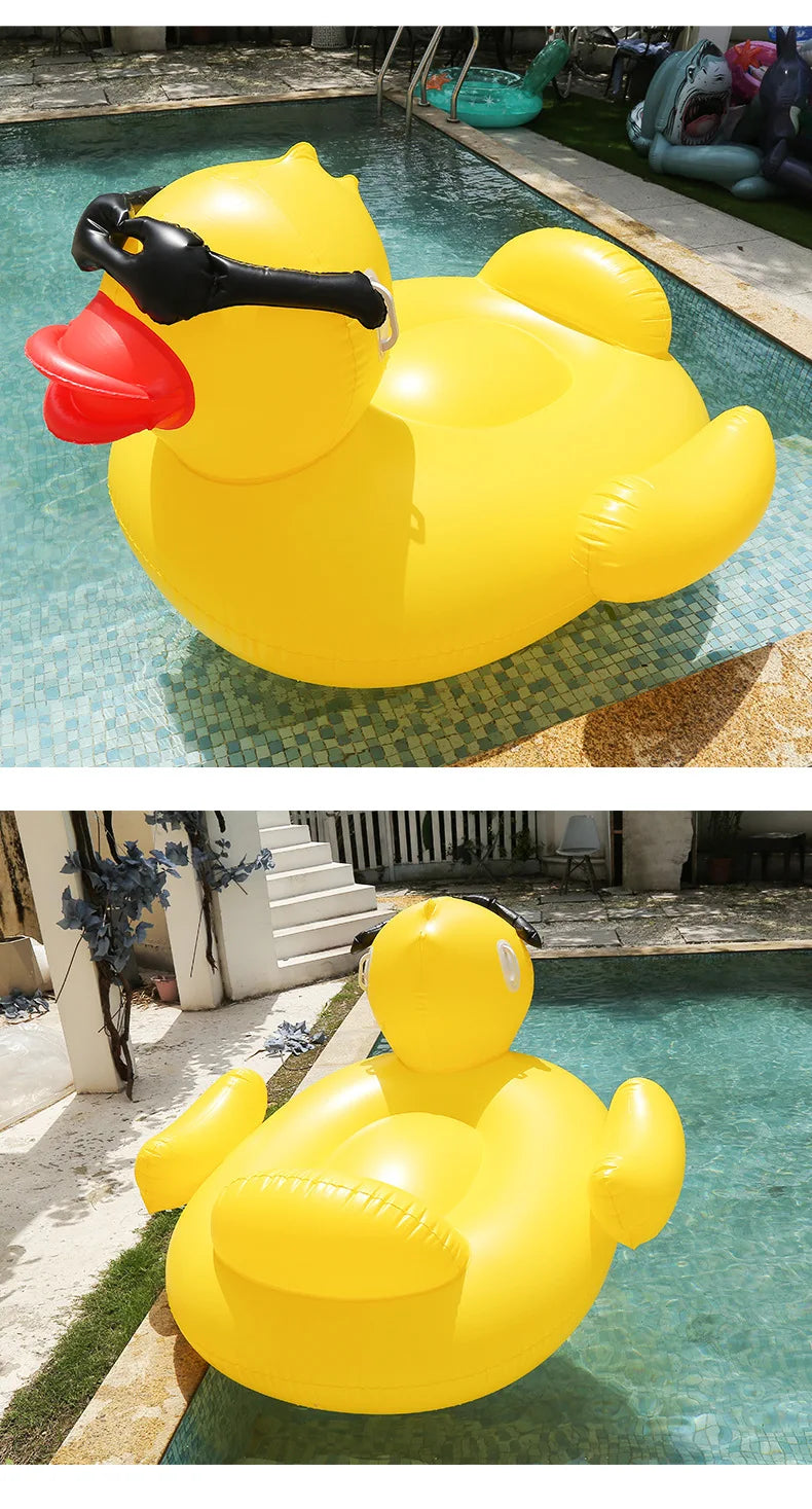 Thickened Swimming Pool Floating Bed Air Mattress water Hammock PVC infltable big yellow duck floating mat Floating Row