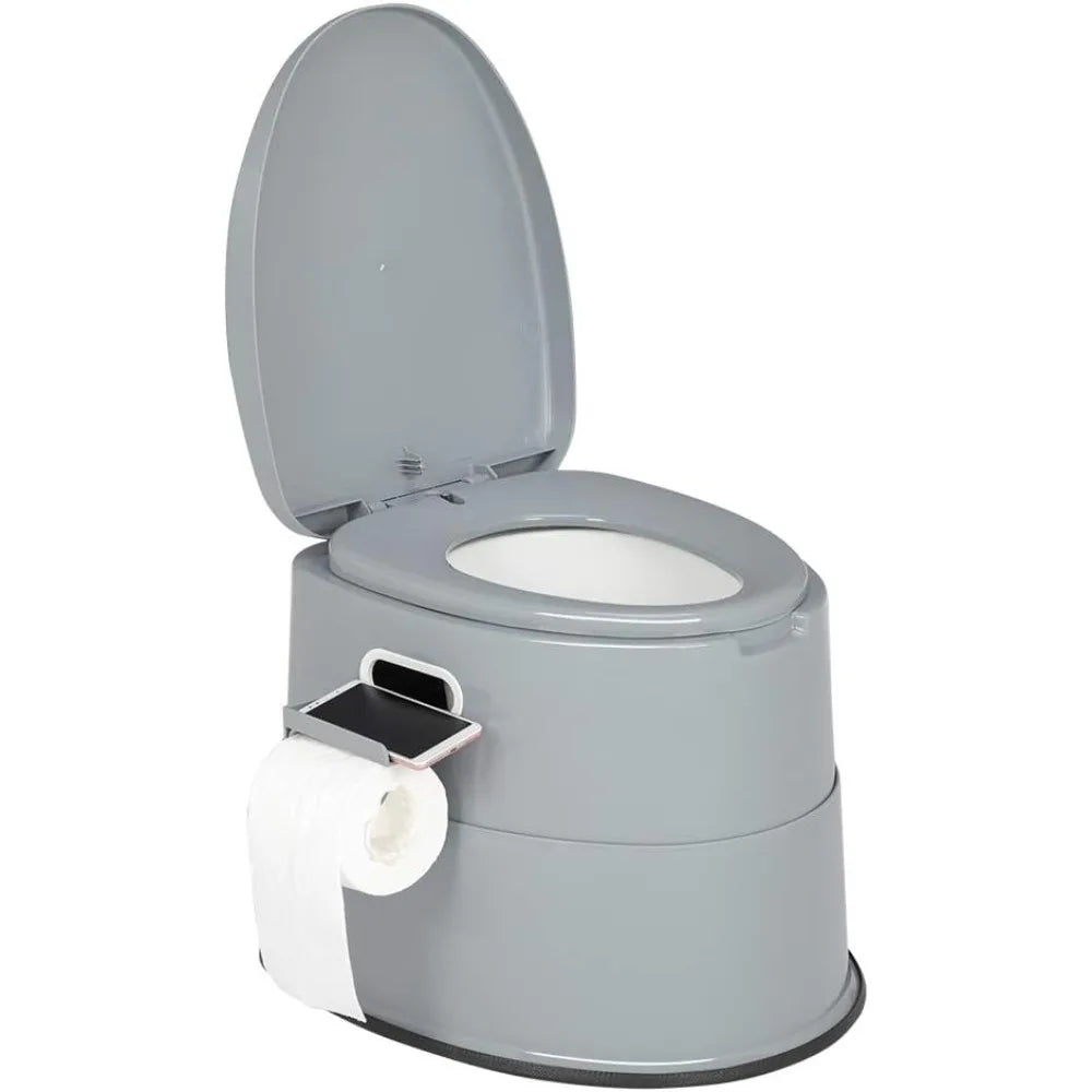 Portable Toilet | Indoor Outdoor Commode w/Detachable Inner Bucket & Removable Paper Holder, Lightweight
