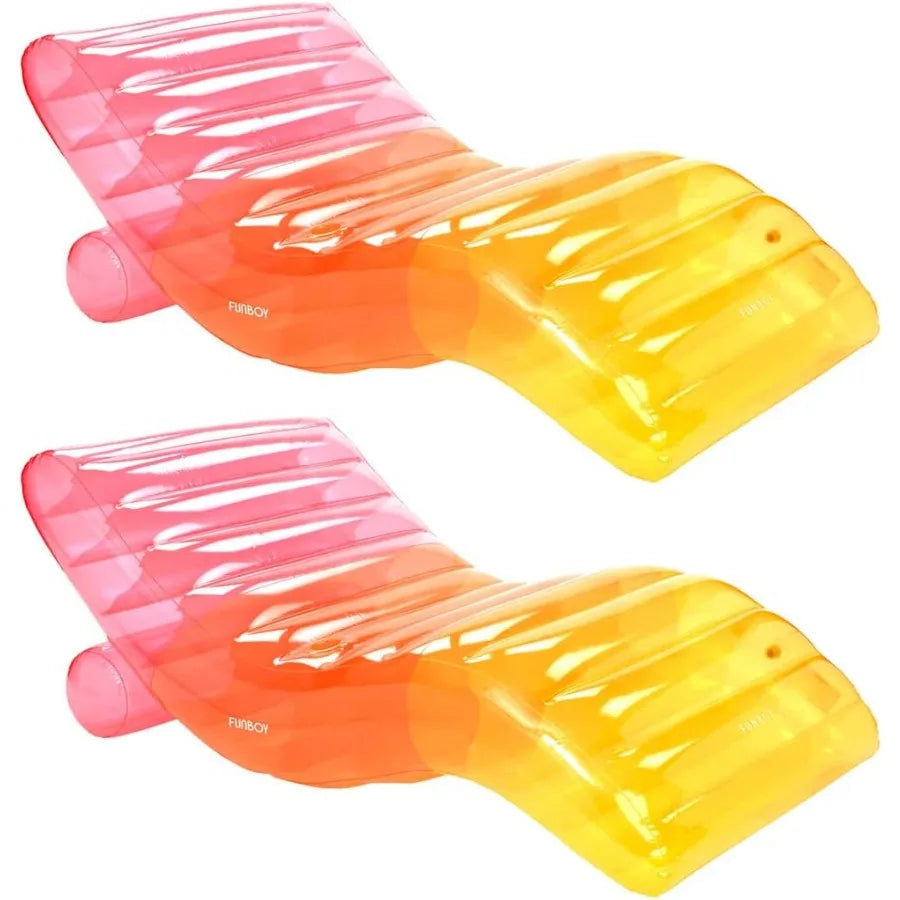 Giant Inflatable Luxury Clear Rainbow Chaise Lounger Chair Pool Float Transparent Tri-Color Material Cool Adult Float Perfect f