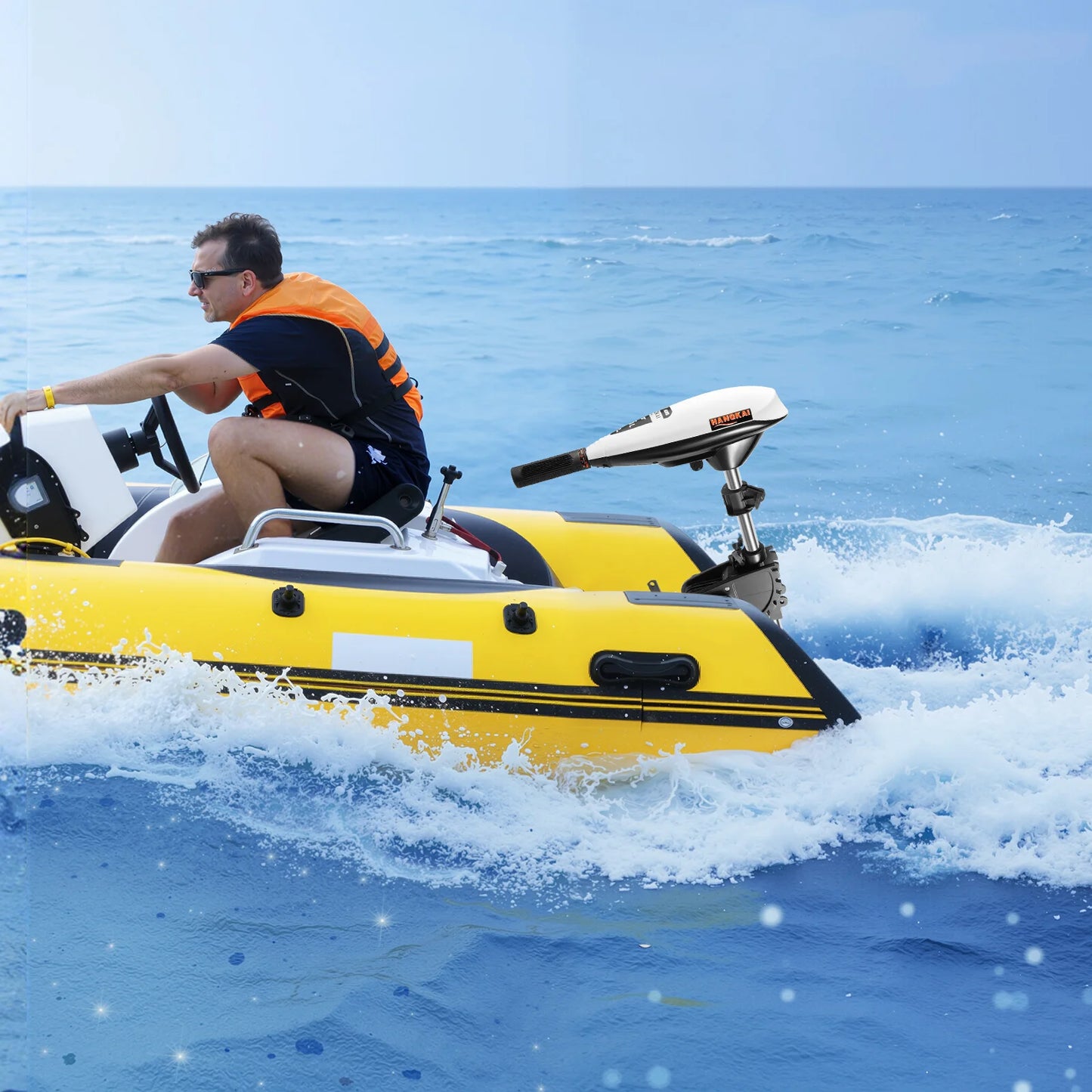 65lb Thrust Electric Outboard Motor 660W 5 Speed Adjustable Shaft Quiet Fishing Motor for Inflatable Boat Saltwater Freshwater