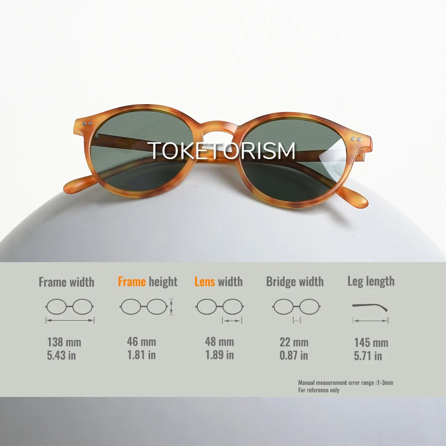 Toketorism Vintage Round Polarized Sunglasses For Women UV400 Men's Fashion Glasses