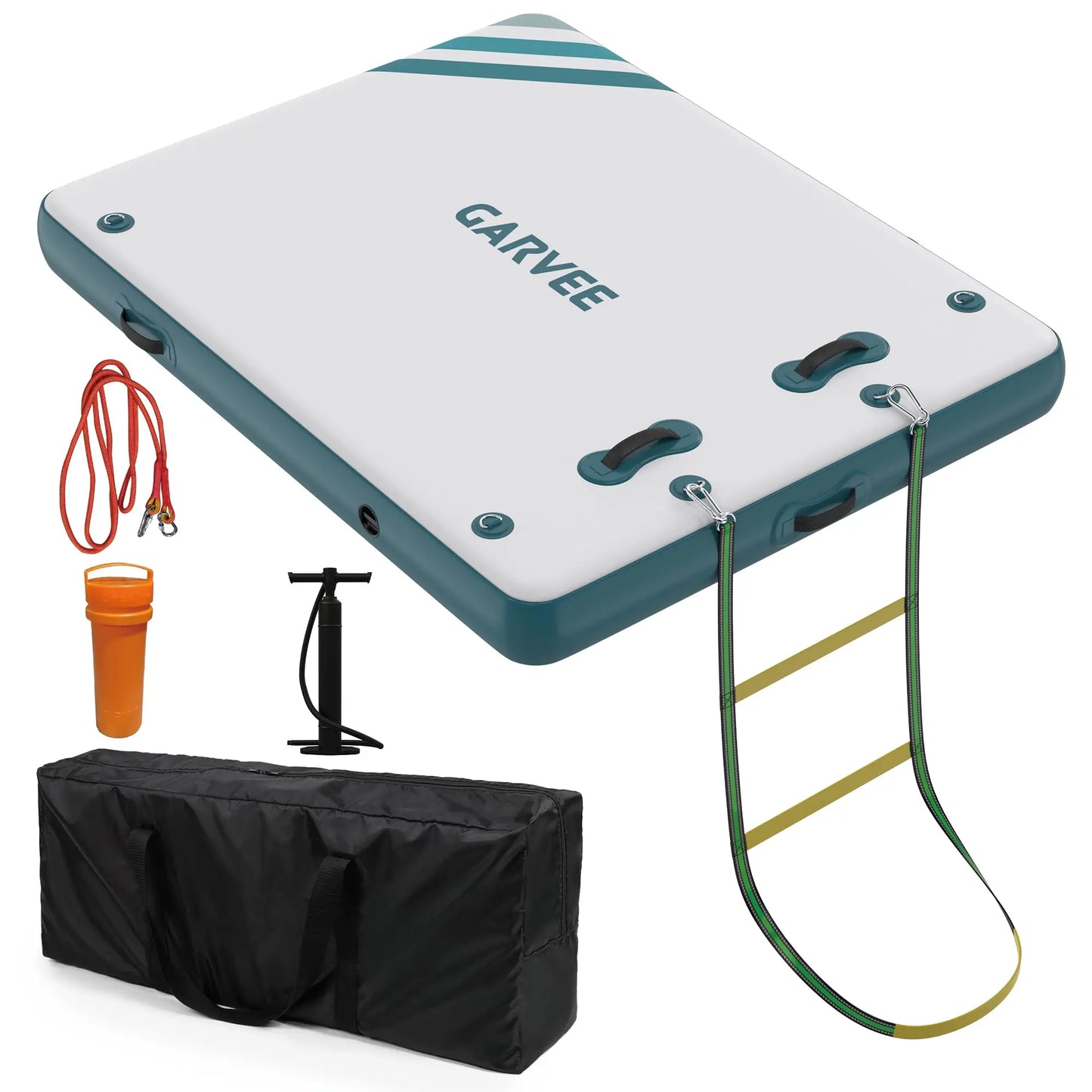 Inflatable Floating Dock Platform for Water Sports – Ultra-Stable Swim Raft with Rope Ladder & Anchors, Portable PVC Water Mat