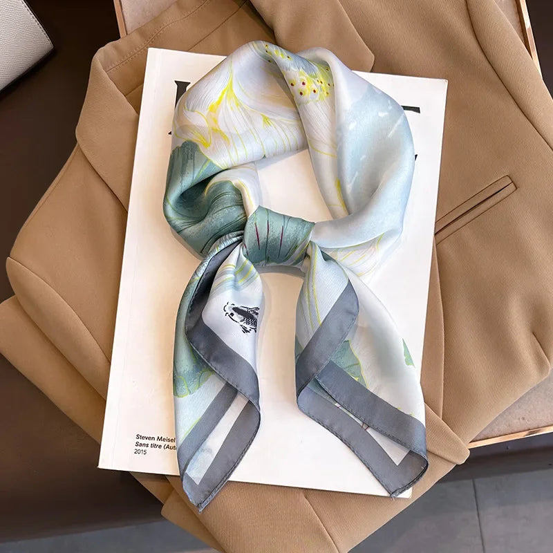 2026 New Fashion 70X70cmPrinted Women's Scarf Pashmina Silk Scarf Square Shawl Decorative Headband Neck Luxury Design Bandana