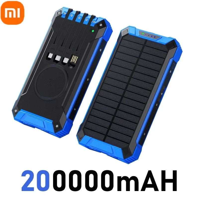 XIAOMI Solar Wireless Power Bank 200000mAh Large Capacity Fast Charging External Battery Outdoor Survival Emergency Equipment