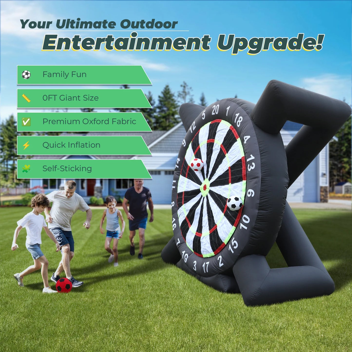 3m/10ft Tall Giant Inflatable Soccer Ball Darts Board with 8pcs Soccer Ball &Blower Commercial children's playground