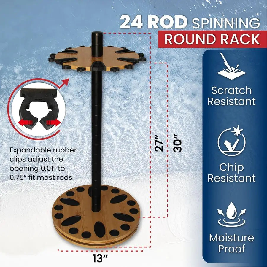 Creek Creations Fishing Rod Holder 360 Spinning Rack for Garage Organization and Storage, Pole Holder for Reels, Gear, Accessori