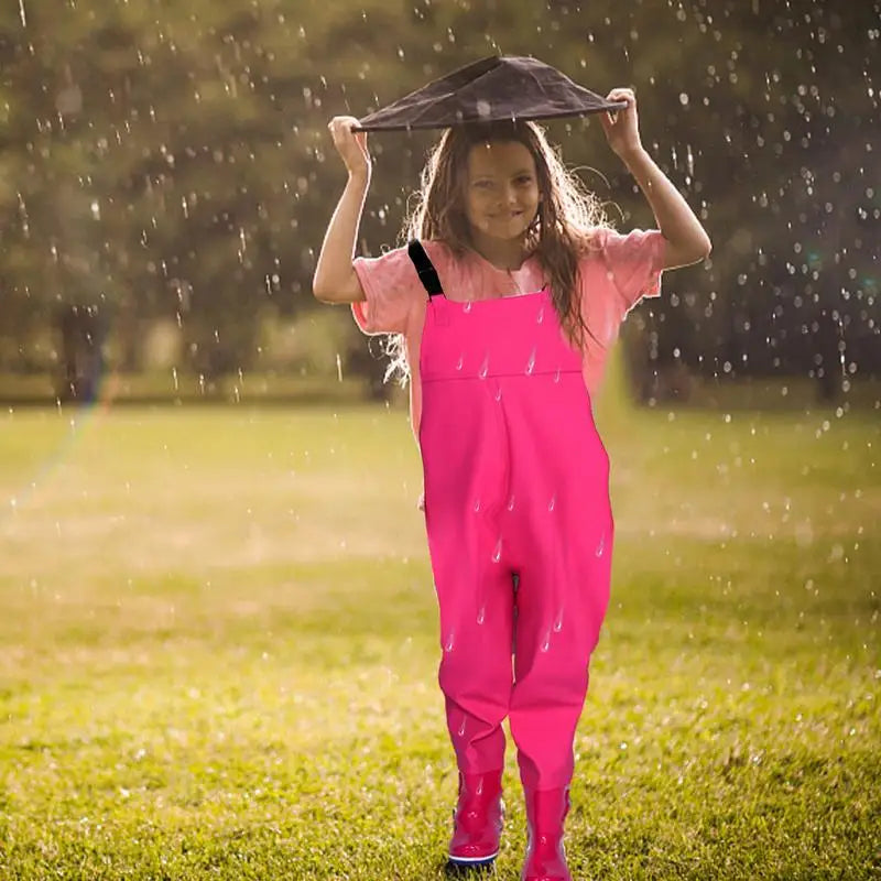 Kids Chest Waders One-Piece Youth Fishing Waders Waterproof With Boots Hunting Waders Raincoats Watersuits Rain Trousers For