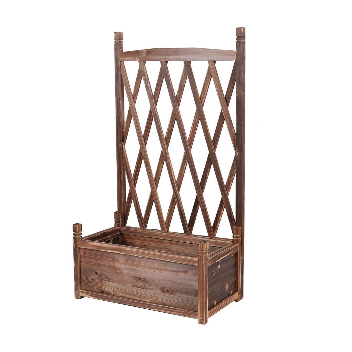 Raised Garden Bed, Wooden Planter Box with Trellis, Vegetable Grow Bed, Support Patio Lattice