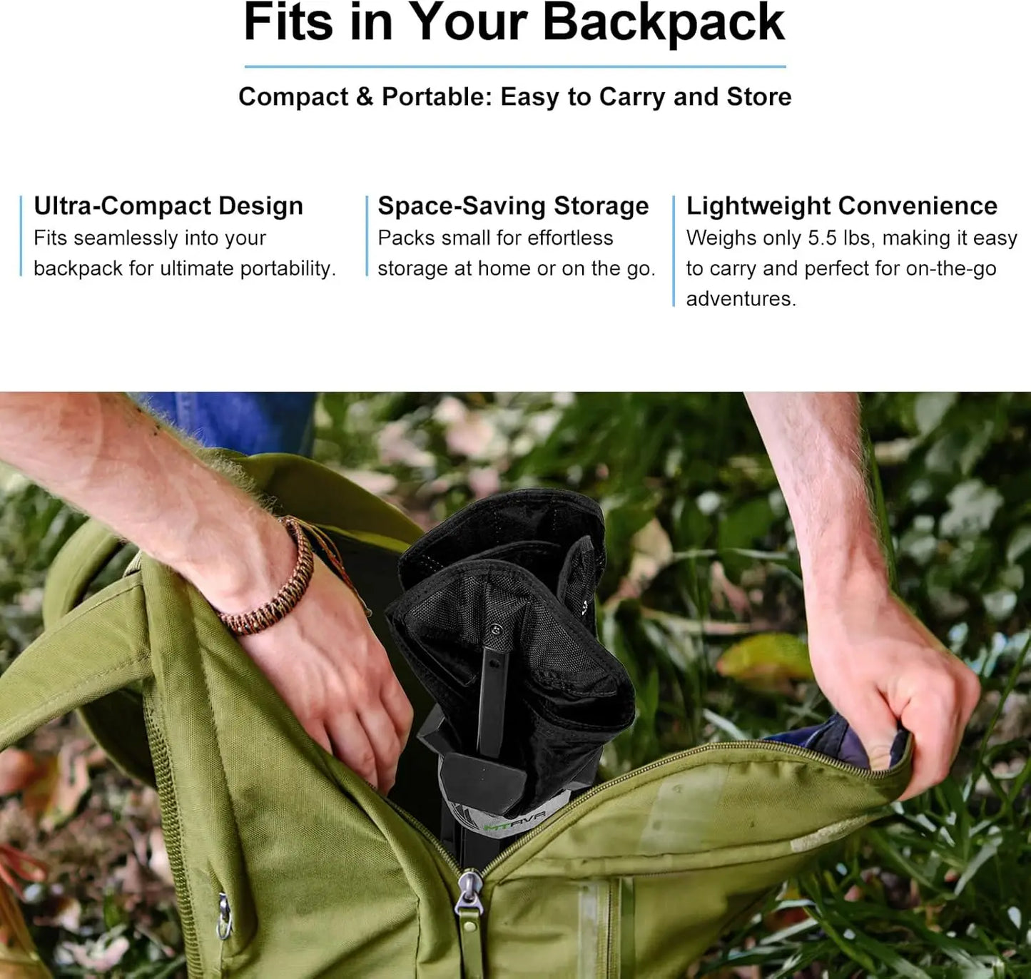 Portable Camping Chairs, Collapses to Size of Water Bottle, Lightweight Small Folding Chairs for Camping, Lawn, Travel, Picnics