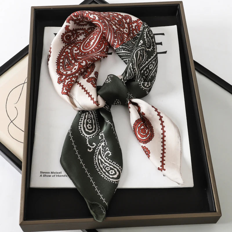2026 New Fashion 70X70cmPrinted Women's Scarf Pashmina Silk Scarf Square Shawl Decorative Headband Neck Luxury Design Bandana