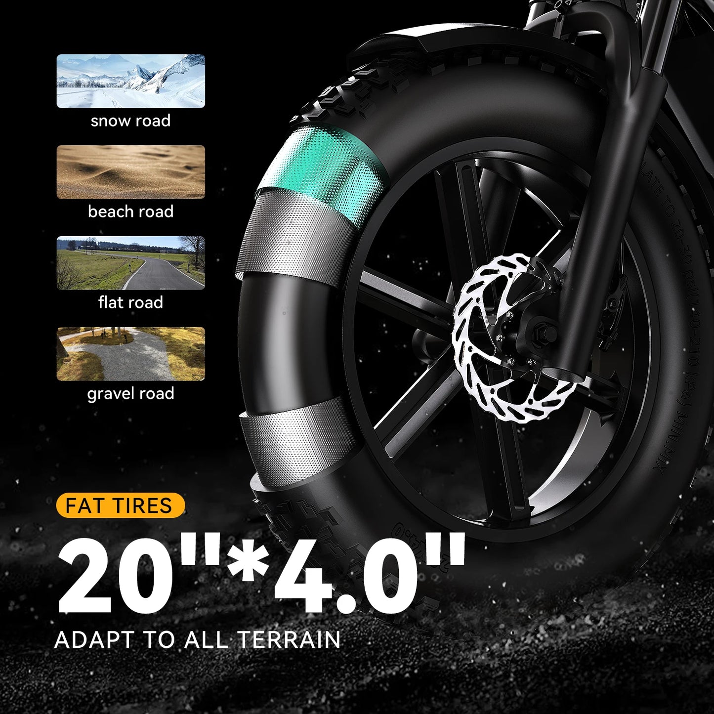 Cybervelo 1600W Peak 20" Fat Tire All-Terrain E-Bike, 80 Miles 30MPH Electric Dirt Bike, E-Motocycle with one year warrenty EK11