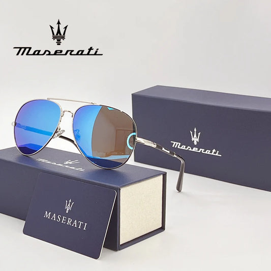 MASERATI New Polarized Sunglasses Luxury Unisex Men Women Blue Mirror Driving Sun GlassesPilot Eyewear UV400 Male Goggles