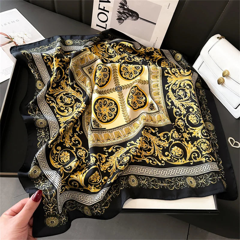2026 New Fashion 70X70cmPrinted Women's Scarf Pashmina Silk Scarf Square Shawl Decorative Headband Neck Luxury Design Bandana