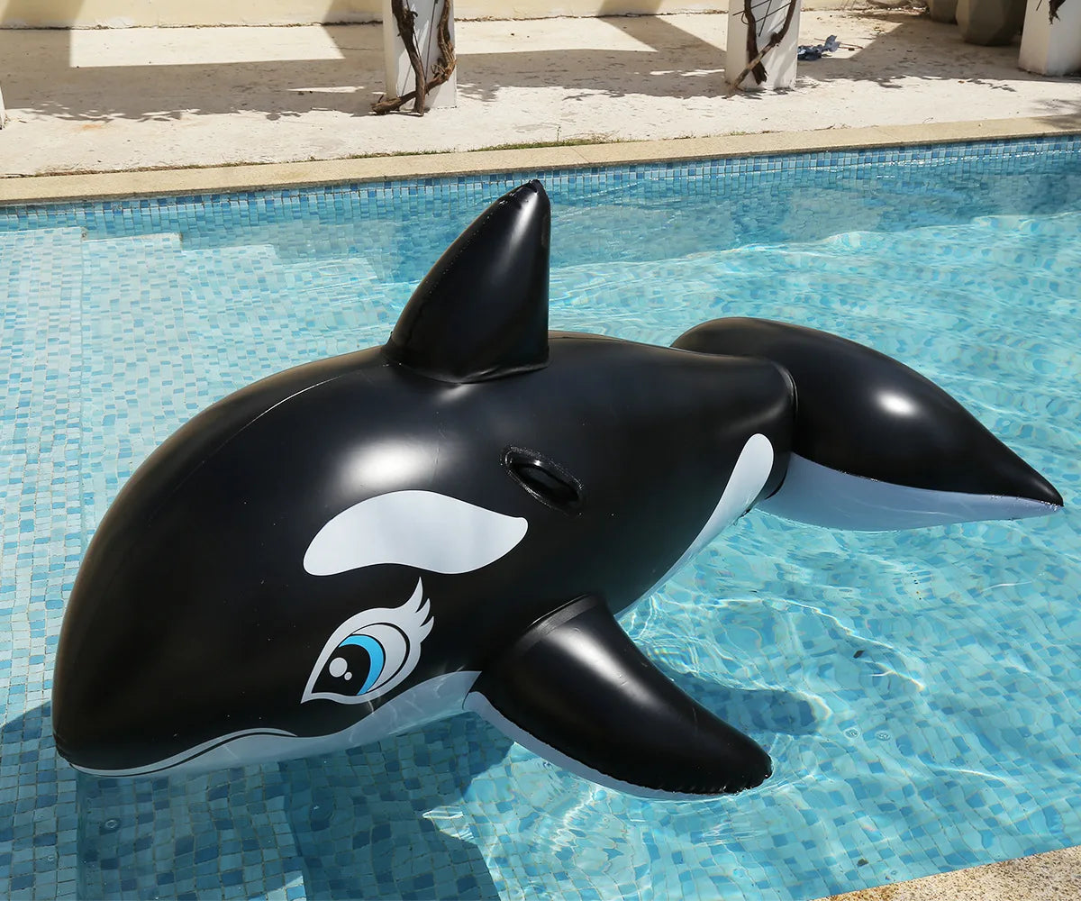 Giant Whale Inflatable Floating Bed Pool Swimming Ring Ride-on Boat Raft Water Seat Air Mattress for Beach Party Pool