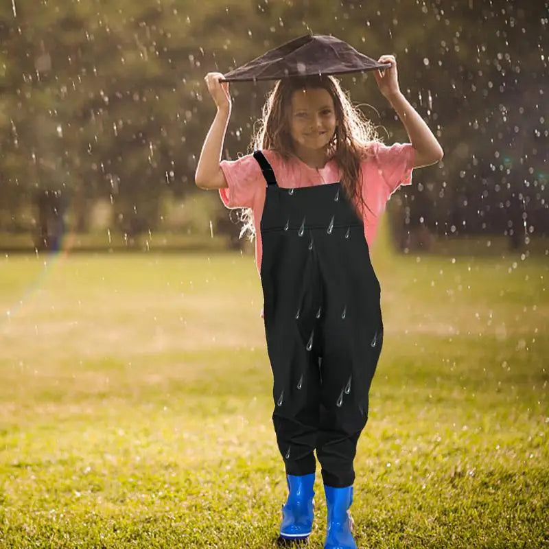 Kids Chest Waders One-Piece Youth Fishing Waders Waterproof With Boots Hunting Waders Raincoats Watersuits Rain Trousers For