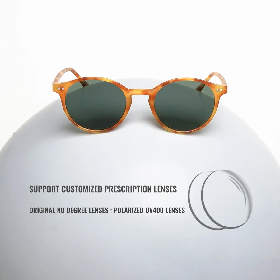 Toketorism Vintage Round Polarized Sunglasses For Women UV400 Men's Fashion Glasses