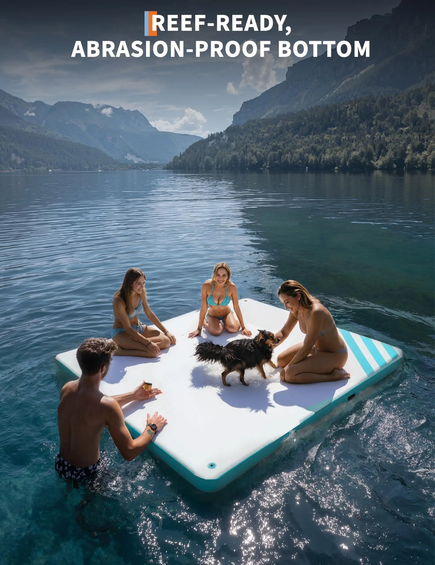 Inflatable Floating Dock Platform for Water Sports – Ultra-Stable Swim Raft with Rope Ladder & Anchors, Portable PVC Water Mat