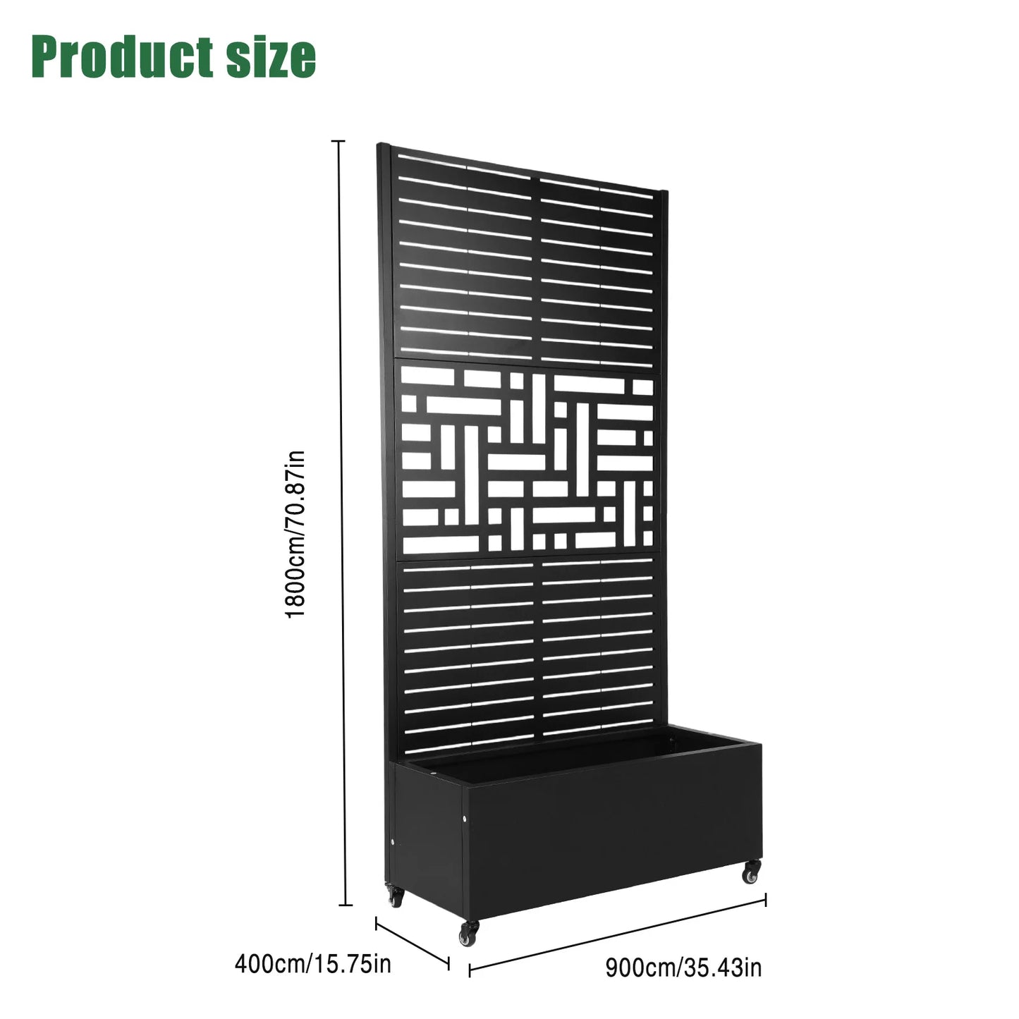 Privacy Screen Planter with Trellis and Wheels 70.87x35.43x15.75 Inch Garden Planter Suitable for Climbing Plants and Vegetables