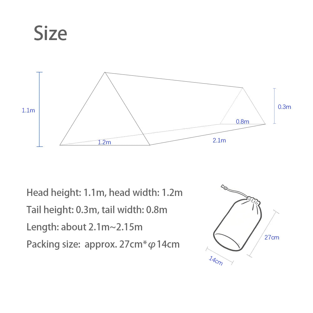 A-Tower Mesh Tent Outdoor Backpacking Camping Hiking Portable Inner Tent Anti-mosquito and Insect Solo Poleless Bivy Tent