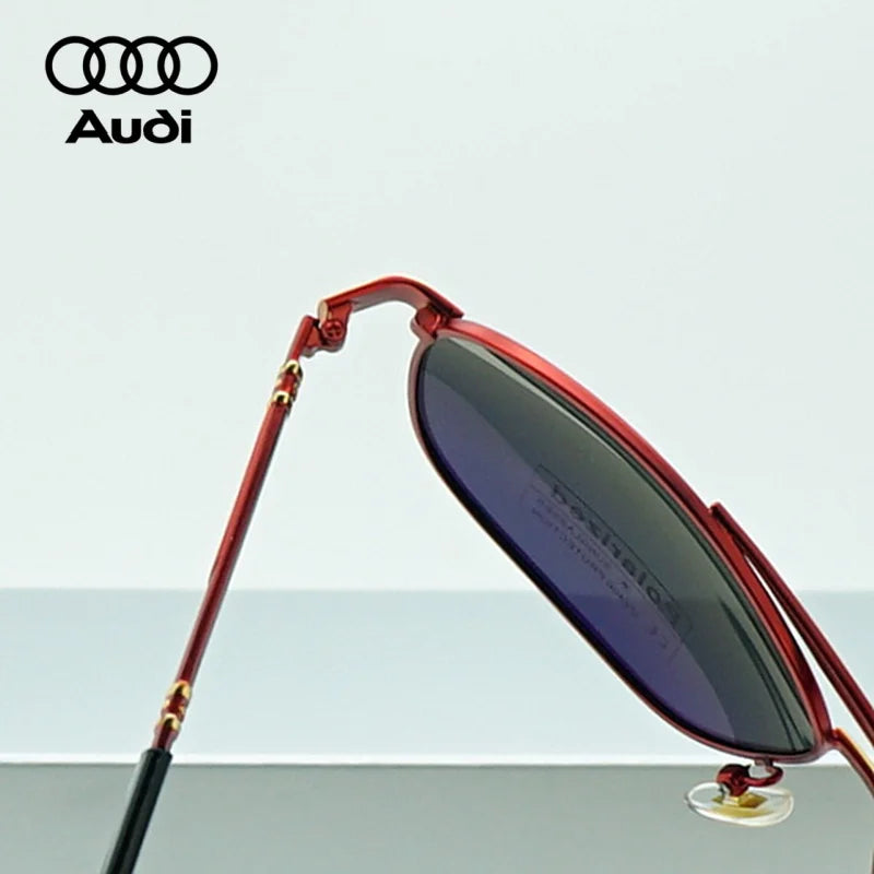 AUDI Luxury Red Gold Polarized Sunglasses Men Designer Driving Sun Glasses Male Pilot Goggles UV400 Eyewear Oculos De Sol