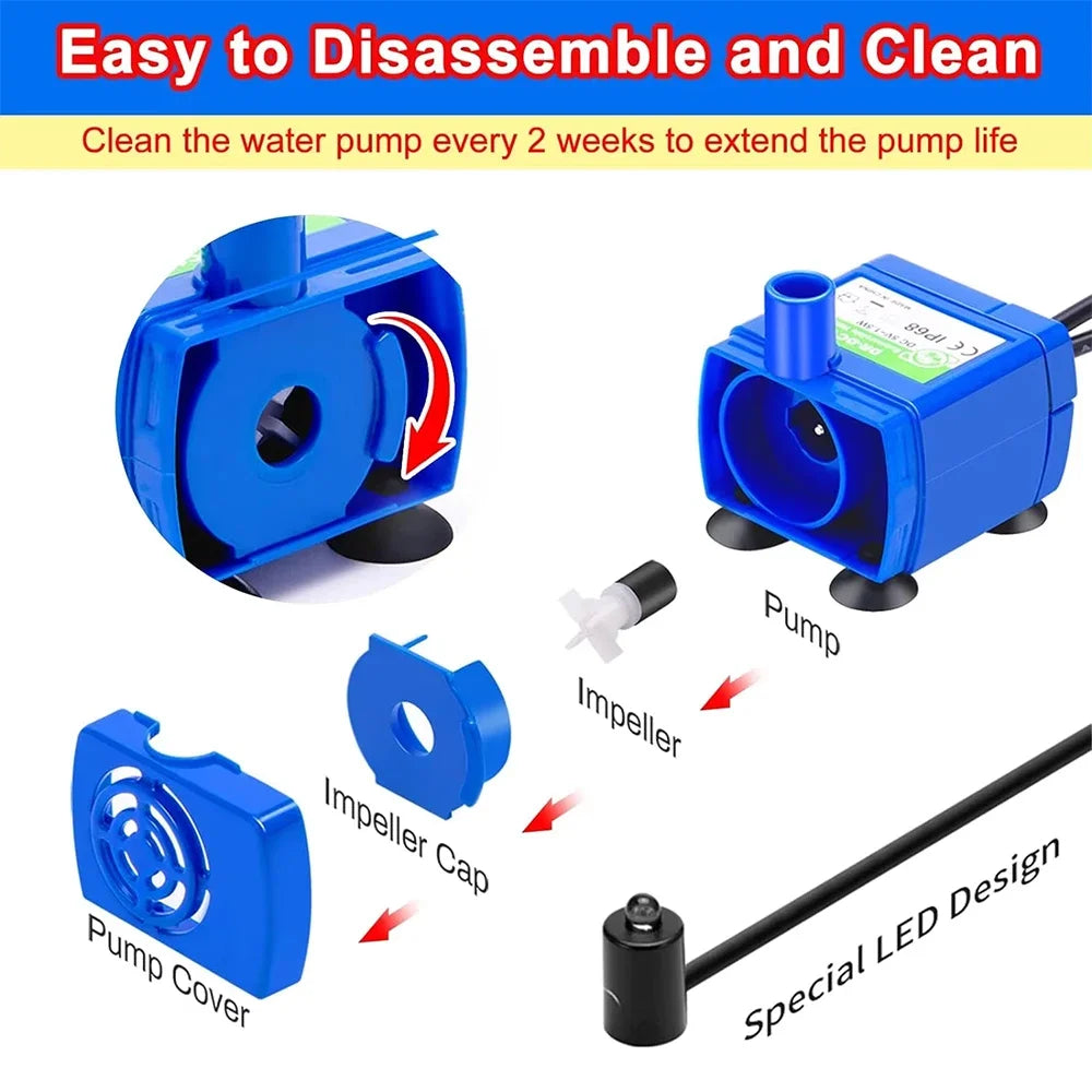 Cat Water Fountain LED Light Pet Water Pump Ultra-quiet brushless motor Replacement for Cat Drinking Dispenser Pet Accessories