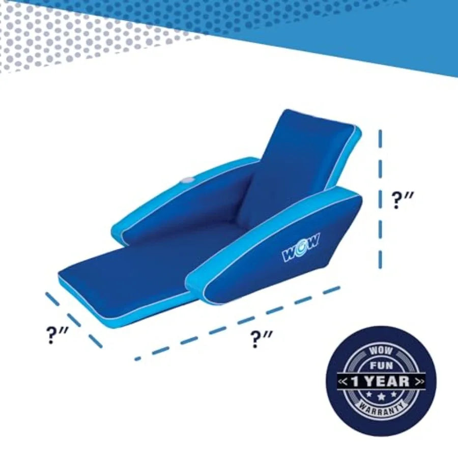 Inflatable Pool Party Lounge Chair for Adults - Summer Accessory - Blue and White Striped Design - Durable PVC Material - Comfo