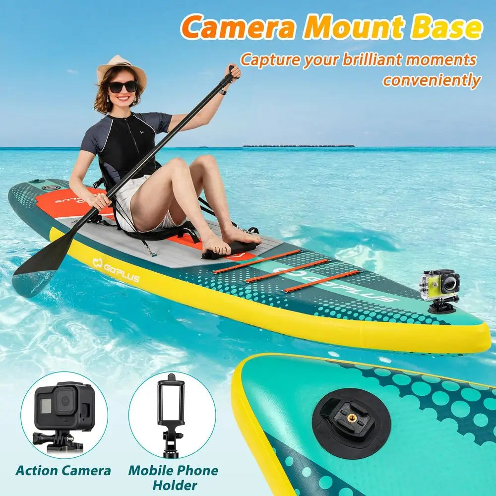 Inflatable Stand Up Paddle Board for Adults, 11FT SUP w Premium Kayak Seat, Adjustable Paddle, Leash, Hand Pump, Repair Kit, Wa