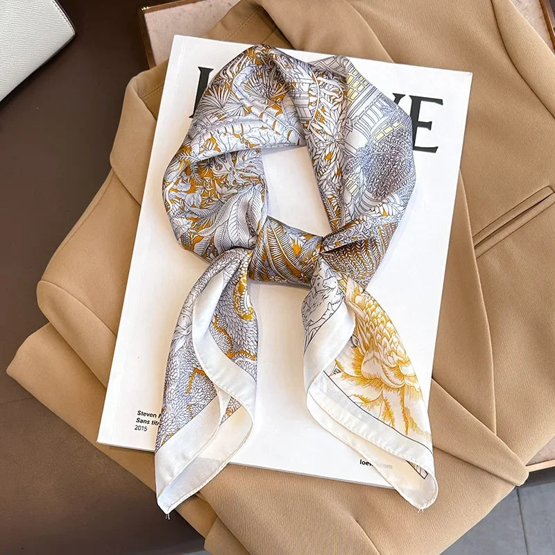 2026 New Fashion 70X70cmPrinted Women's Scarf Pashmina Silk Scarf Square Shawl Decorative Headband Neck Luxury Design Bandana