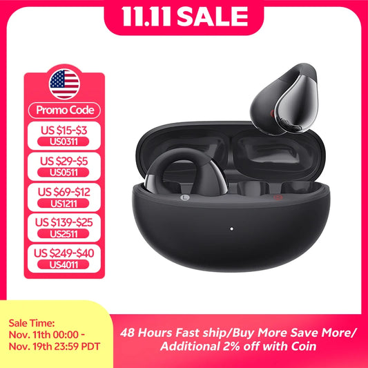 QCY Crossky C30 Ear Clip Earphones Bluetooth 5.4 Wireless Open Ear Sports TWS Earbuds Dual-Connection Headphones