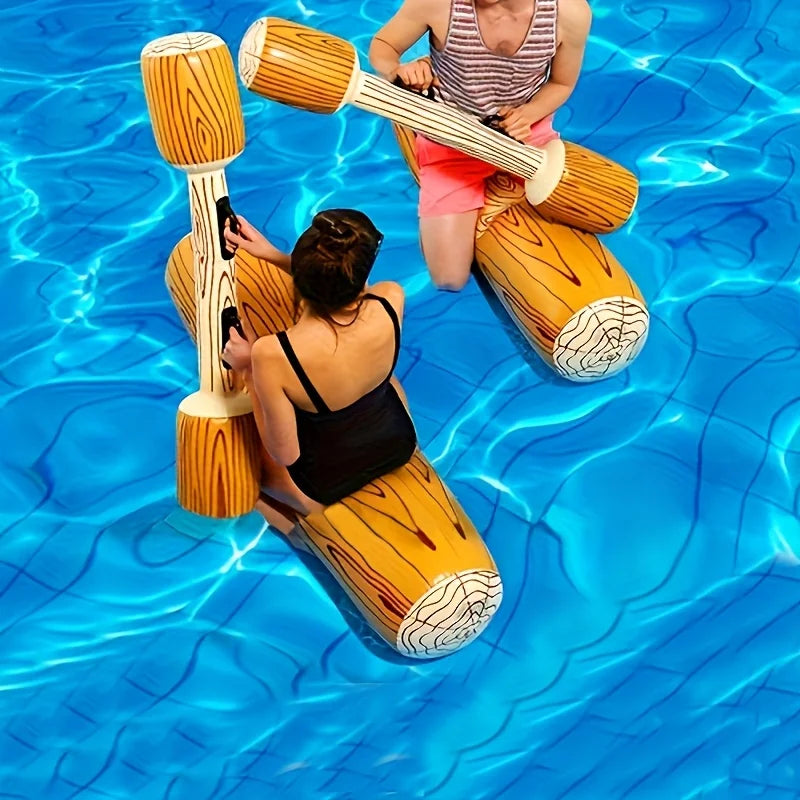 Fun Water Game with Inflatable Floating Wood Grain Patterned Bumper, Suitable for Outdoor Beaches, Pool Parties